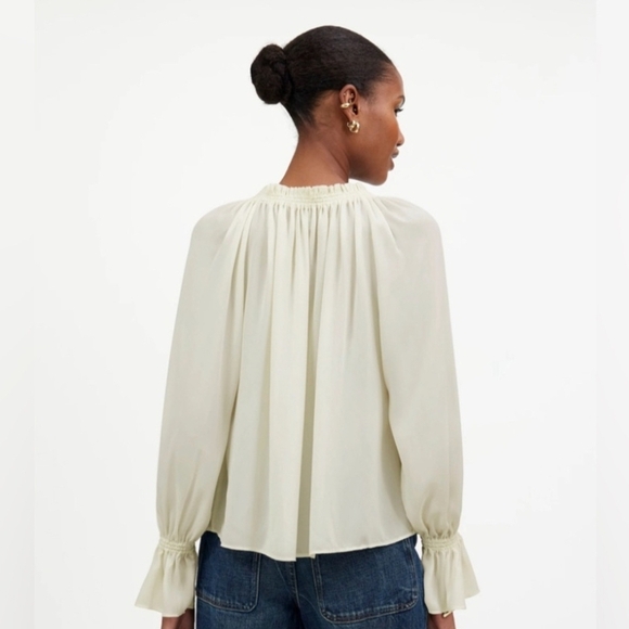 Madewell Cream Blouse with Ruffle Details Size XL - Picture 2 of 9